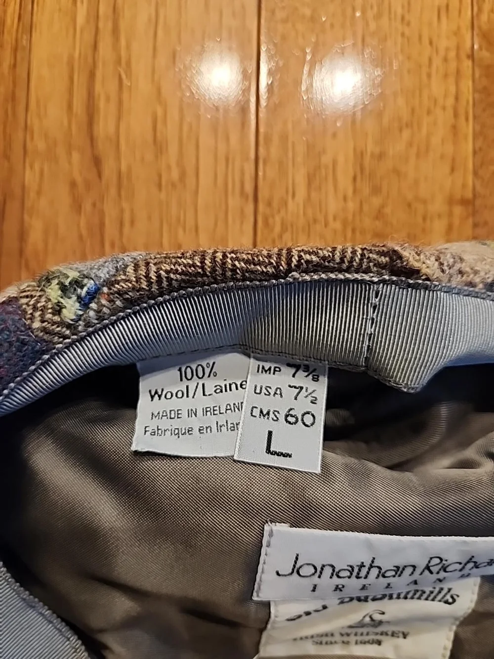 Vintage Jonathan Richard Old Bushmills Patchwork Wool Newsboy Cap L 60 Ireland